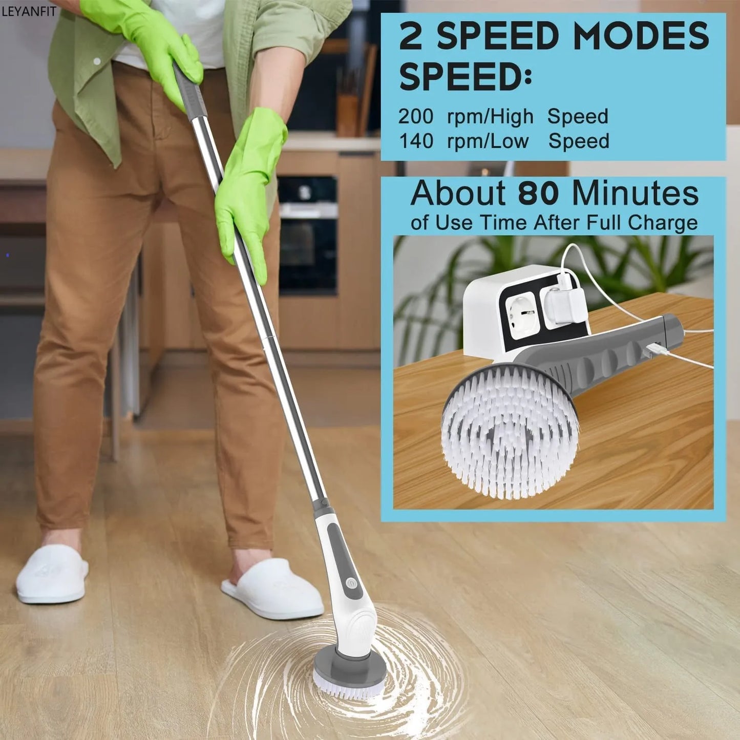 Neon Waterproof 6 in 1 Electric Cleaning Brush Electric Spin Scrubber