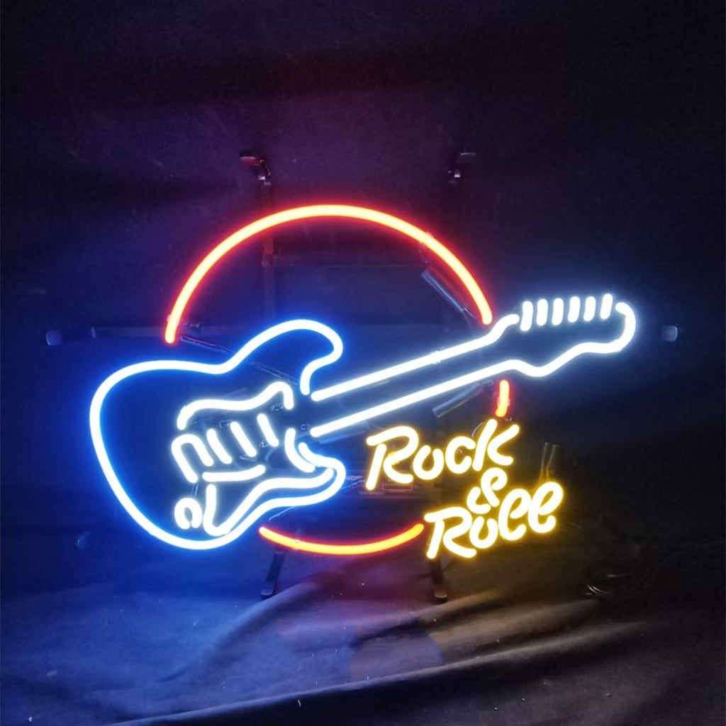 Rock &amp; Roll Guitar — Neon Sign