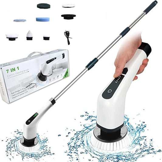 Neon Adjustable Electric Spin Scrubber With 8 Replaceable Brush Head